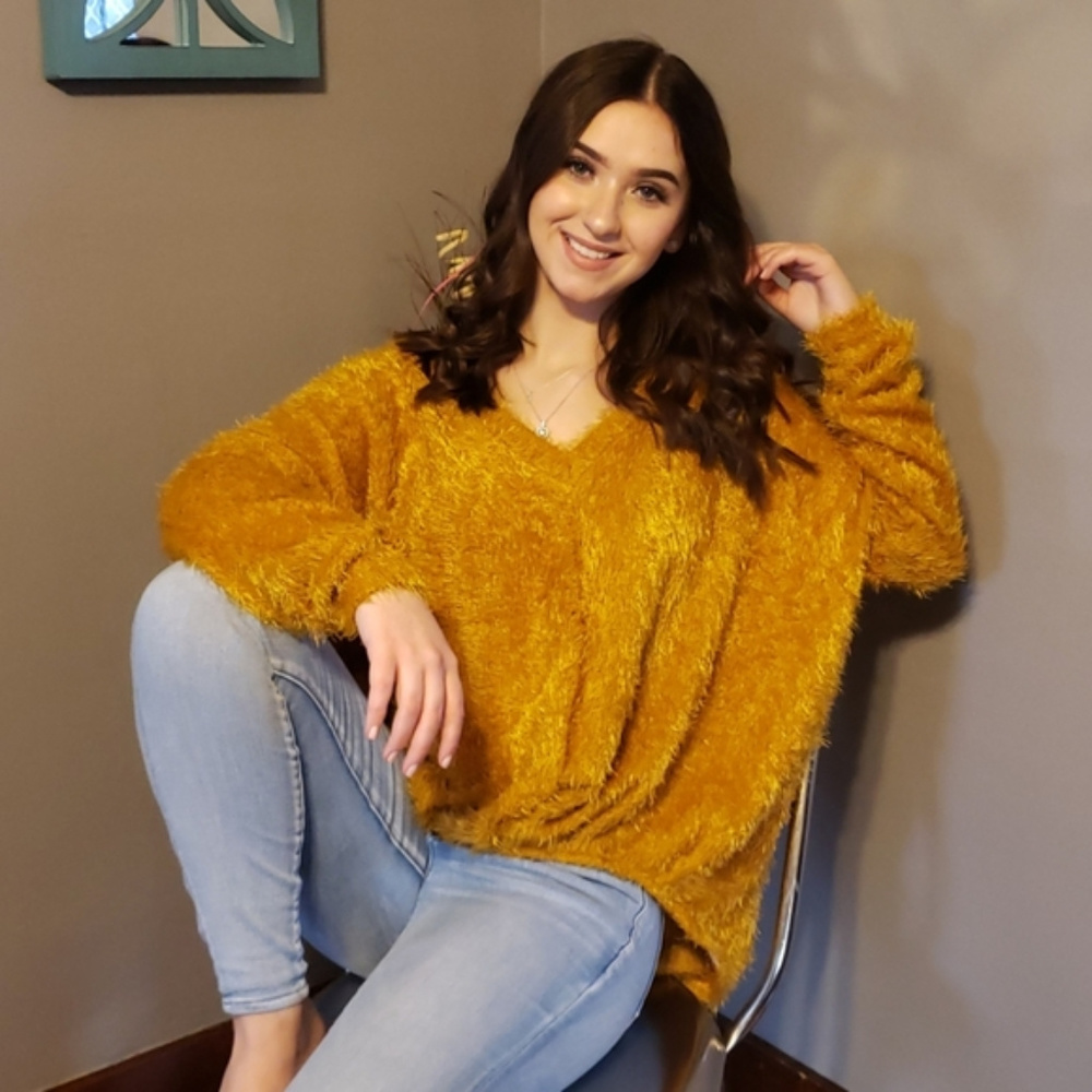 Oversized Ultra Soft V-neck Sweater--Made in USA